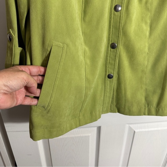 JM Collection size 1X green suede-feel jacket, soft, spring, autumn, fall - Picture 3 of 11